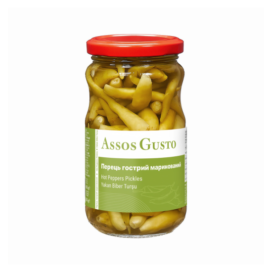 Assos Gusto Peppers Перець гострий маринований довгий, 370  г